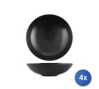4x Piatto H&H Denver Cm20 Nero Fondo In Stoneware