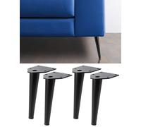 4X Piedini per Divani, Mobili, Poltrone modello SWING BLACK - Set di 4 Gambe in Ferro - Piedi con Design Inclinato ed Elegante - Altezza 150 mm - Colore Nero