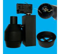 4x Pista / Binario Montata a Soffitto Spot Luce Prospex Spot Midi Progetto Nero