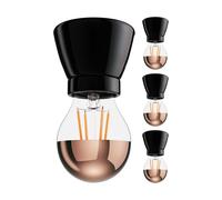 4x plafoniera/porta lampada MINZ in porcellana nera lucida 1x E27 max. 300W [EEK: E]