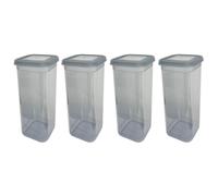 4x Plastica Stoccaggio con Coperchio Grigio 1,9L Contenitore Ermetico Farina