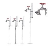 4x Pluviometro con rubinetto, decorativo, misuratore pioggia, 17 cm, con paletto