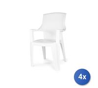 4x Poltrona Monoblocco Eden In Resina, Bianco 60X62X89Cm