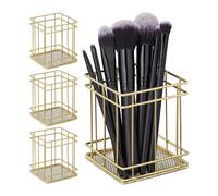 4x porta penne ferro quadrato portamatite scrivania pennelli trucco rete metallo