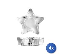 4x Porta Tealight In Vetro, 10 Cm, Trasparente H&H