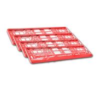 4x PORTATARGA AUTO UNIVERSALE ROSSO METALLIZZATO