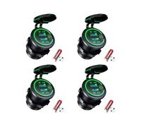 4X Presa per Caricabatterie USB Doppia QC 3.0, Presa USB 12V/24V Impermeabile con Interruttore Tattile per Auto, Marina, Barca, , Moto, Verde