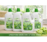 4x Puro Amore Ammorbidente Verde 3L 60 Lavaggi Profumo Fresco Bucato