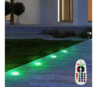 4X RGB LED Faretto Da Incasso Con Telecomando Per Esterni Dimmerabile