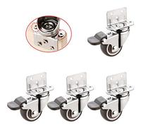 4x Ruote girevoli, in gomma, universali con freno oscillante e silenziose for mobili, for culla, carrozza, portafiori, poggiapiedi(Brake,2inch)