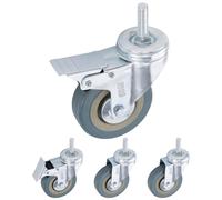 4x Ruote per Mobili Rotelle Ø 50mm con Perno e 2 Freni per Carichi Pesanti 200kg