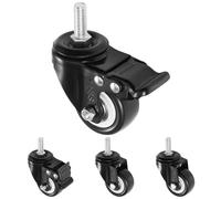 H&S Ruote per Mobili - Set di 4 - Rotelle per Mobili con Perno Ø 50 mm - Ruote per Carrello Carichi Pesanti con 2 Freni - Piroettanti per Spostare Mobili fino a 200 kg - Nero