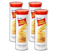 4X San Carlo Chips Doré Classico 100 g - Cialde di Patata Dorate, Ondulate e Croccanti - Snack Salato in Barattolo - Ideali per Aperitivo, Pausa, Viaggio e Serate in Compagnia
