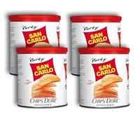 4X San Carlo Chips Doré Classico 45 g - Cialde di Patata Ondulate e Croccanti, Gusto Classico, Barattolo Salvafreschezza, Snack Salato per Aperitivo, Pausa e Viaggio