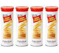 4X San Carlo Chips Dore' Classico Patatine Cialda Dorata, Ondulata e Croccante Maxi Tubo 100g [4 Confezioni]