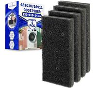 4x Schiuma Filtro Asciugatrice 230x115x14 mm 481010716911 per Whirlpool | con Codice Originale per Bauknecht per Privileg C00379889 per Indesit per Philips per Ariston - MONTERAL