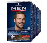 4x Schwarzkopf Men Perfect Tinta Gel Colorante Facile & Veloce per Capelli Bianchi Colore 50 Castano Chiaro Naturale Colorazione per Uomo Resistente fino a 28 Lavaggi - 4 Confezioni