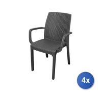 4x Sedia con braccioli modello Indiana di colore antracite