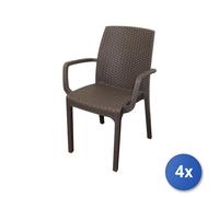 4x Sedia con braccioli modello Indiana di colore marrone
