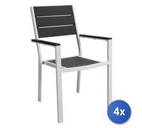 4x Sedia da esterno Amicasa CORTINA Bianco e Grigio YC-051