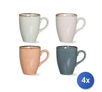 4x Set 4 Tazzine Per Il Caffè Con Piattini, Porcellana, Colori Assortiti 240Cc