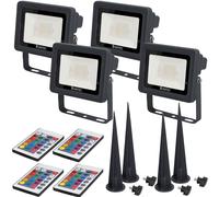 4X Set Di Faretti LED Da Esterno Giardino Con Picchetto IP65 Con Telecomando