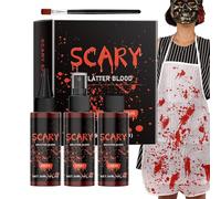 4x Set di Sangue Falso di Halloween, Gioco di Sangue Realistico di Halloween,Accessori per il trucco con spruzzi di sangue - Set di trucco al plasma divertente realistico di Halloween per re