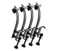 Set 4 Pezzi Pronomic DMK-10 Morsetto Microfono Batteria per cerchio (per morsetti microfono 3/8" e 5/8", peso 180 g, materiale acciaio) nero