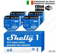 4x Shelly 1 Gen3 - Set Risparmio 16A Contatto Pulito | 3ª Gen Nuovo Modello