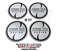 4x Silicone Adesivo ∅= 57mm per Coprimozzo Emblema Argento Xtreme Tech