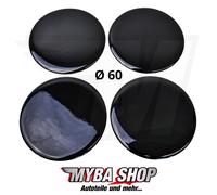 4x Silicone Adesivo per Coprimozzo ∅= 60mm Emblema Adesivo Nero