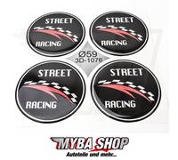 4x Silicone Adesivo Street Racing ∅= 59mm Per Coprimozzo Emblema " Nuovo "