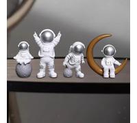 4x Simpatico Astronauta Figurina Scaffale Camino Figura Astronauta Statua