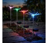 4X Solar LED Faretto Lampada Farfalla Cambia Colore Illuminazione Giardino