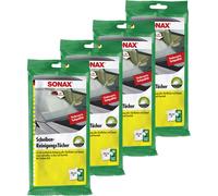 4x SONAX Panni Per Pulizia Dei Vetri Umidi Senza Striature