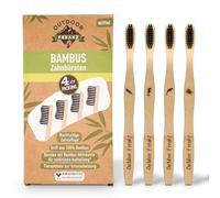 4x spazzolini in legno di bambù, vegano, biologico, biodegradabile, 100% senza BPA, carbone per una migliore pulizia