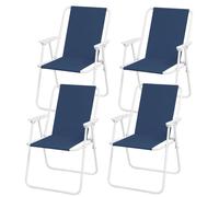 4x Spiaggina Sedia Prendisole Pieghevole Mare Spiaggia Giardino Sdraio Blu 2004F