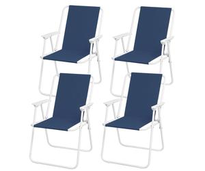4x Spiaggina Sedia Prendisole Pieghevole Mare Spiaggia Giardino Sdraio Blu 2004F