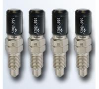 4x Stahlbus Schnell-Entlüfterschraube 3/8 Zoll-24UNFx16 Alukappen Nero