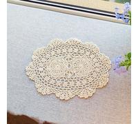 4X Stile Vintage Uncinetto Cotone Tovaglietta Ovale Centrini Pizzo Fiore Tavolo