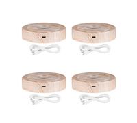 4X Supporto Rotondo Base Espositore Girevole A LED per Cristalli Base Illuminata 8 Modalità di Illuminazione Piedistalli Display (Colore Legno)
