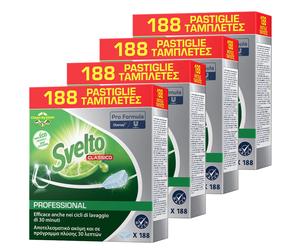 4x Svelto 188 PASTIGLIE LAVASTOVIGLIE TABS DETERSIVO CLASSICO ECO FORMULA PRO