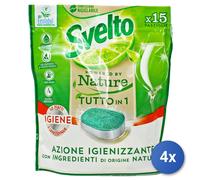 4x Svelto Tabs Lavastoviglie 15 Pezzi Nature Igiene Made In Italy