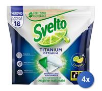 4x Svelto Tabs Lavastoviglie 18 Pezzi Titanium Opt.Limone