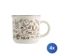4x Tazze Jumbo H&H Pausa Caffè In New Bone China Cc450