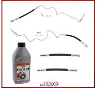 4x Tubo Del Freno Posteriore + Liquido Freni DOT4 Per VW Golf IV Bora New Beetle
