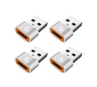 4X USB Type-C Adapter Cable - Silver, 20mm, Male to Female, Perfect for Charging and Data Transfer