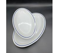 4x Vassoi Saturnia Mod. Roma Filo Blu Porcellana 32/27cm