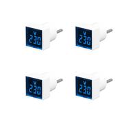 4X Voltmetro Digitale Quadrato AC220V Tester di Tensione Quadrato con Display A LED e Spia Luminosa Spina UE Blu