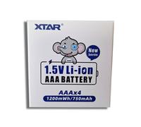4x XTAR Batterie Ricaricabili AAA 1,5V Li-ion 1200mWh Con Scatola